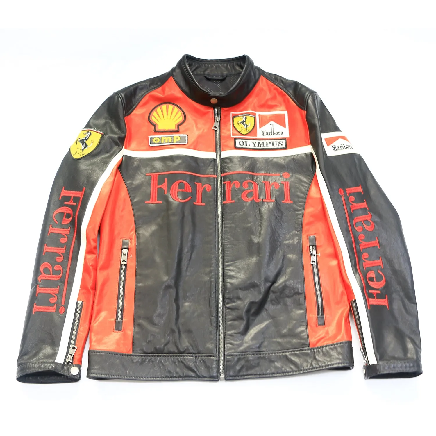 Motorcycle jacket - embroidery f1 leather jacket