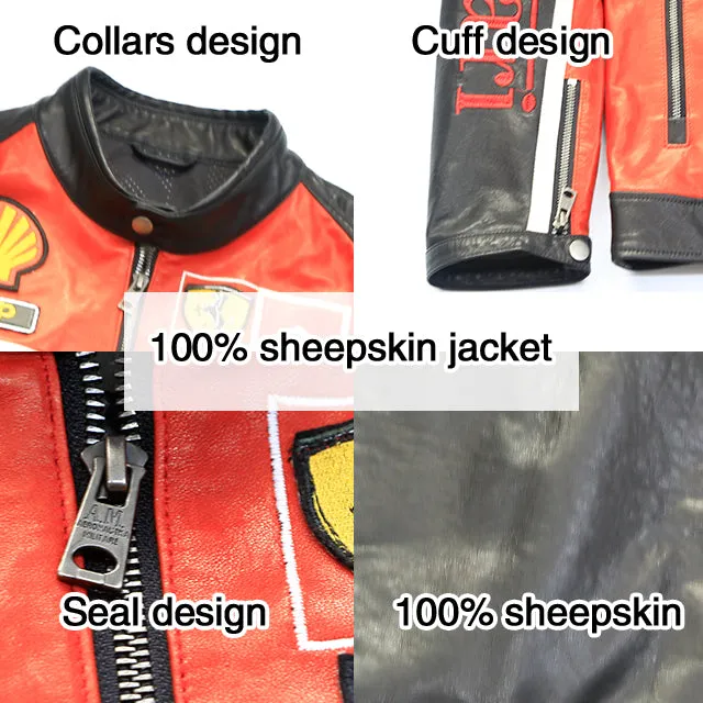 Motorcycle jacket - embroidery f1 leather jacket