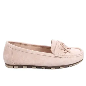 Mouton Beige suede moccasins