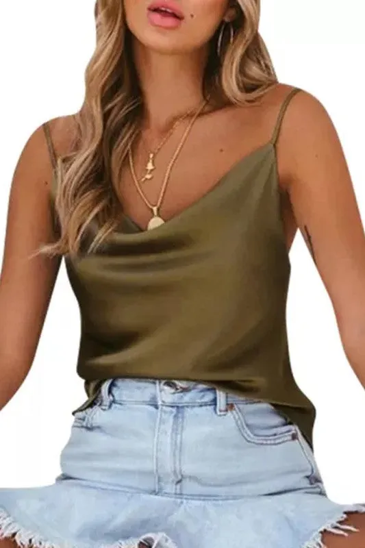 New Satin Camis V Neck Strapless Top