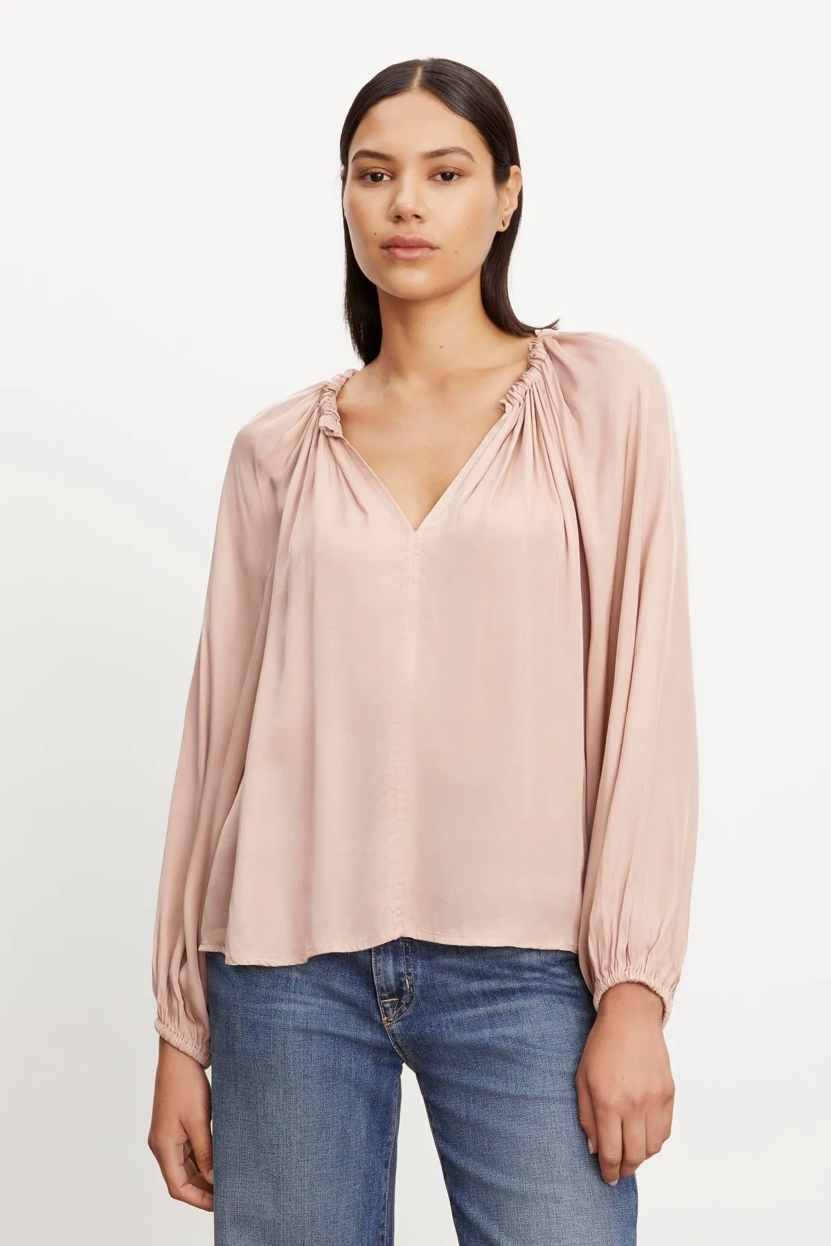 NORIA SATIN PEASANT TOP