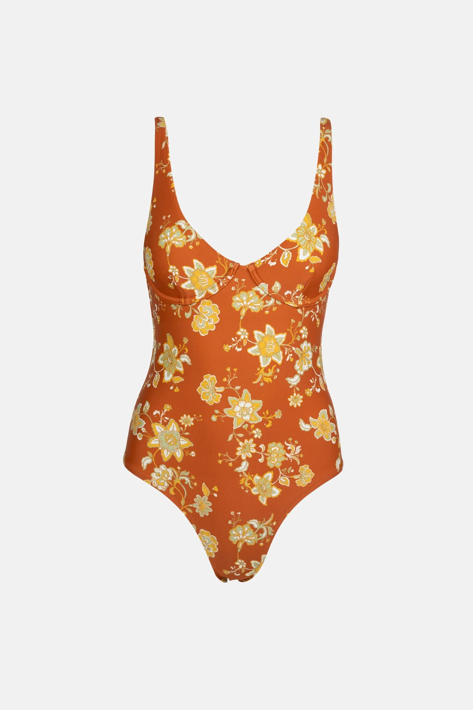 Nova Paisley Underwire One Piece Rust