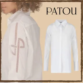 PATOU  |Casual Style Long Sleeves Plain Cotton Logo Shirts & Blouses