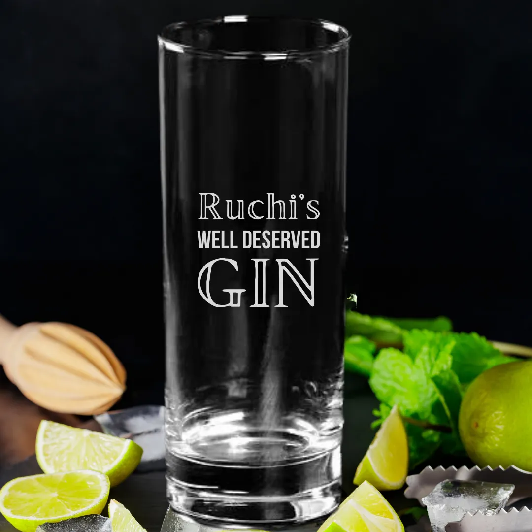 Personalized Tom Collins Glassware Engraved Gin Cocktail Highball Glasses