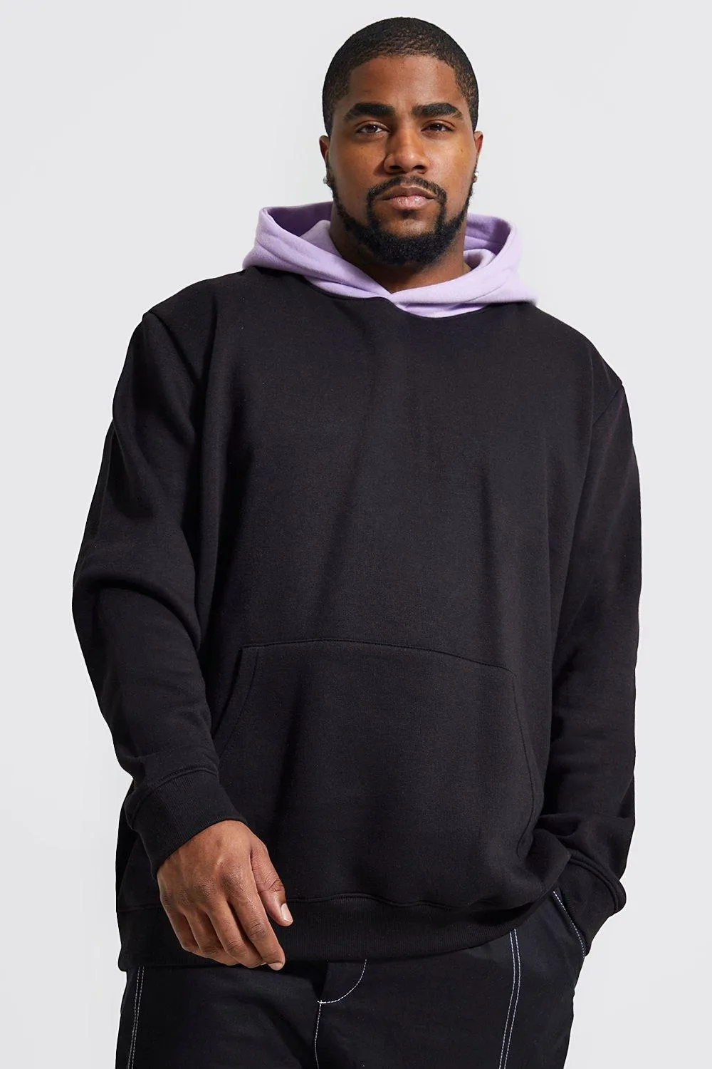 Plus Hoodie With Contrast Hood