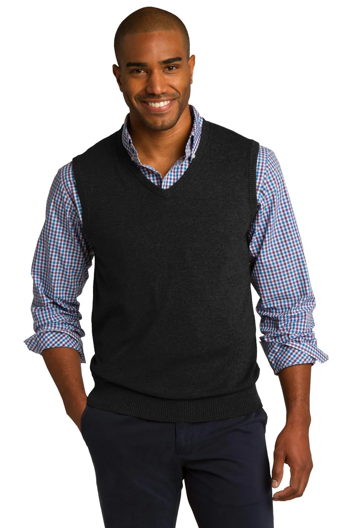 Port Authority Sweater Vest SW286 Black