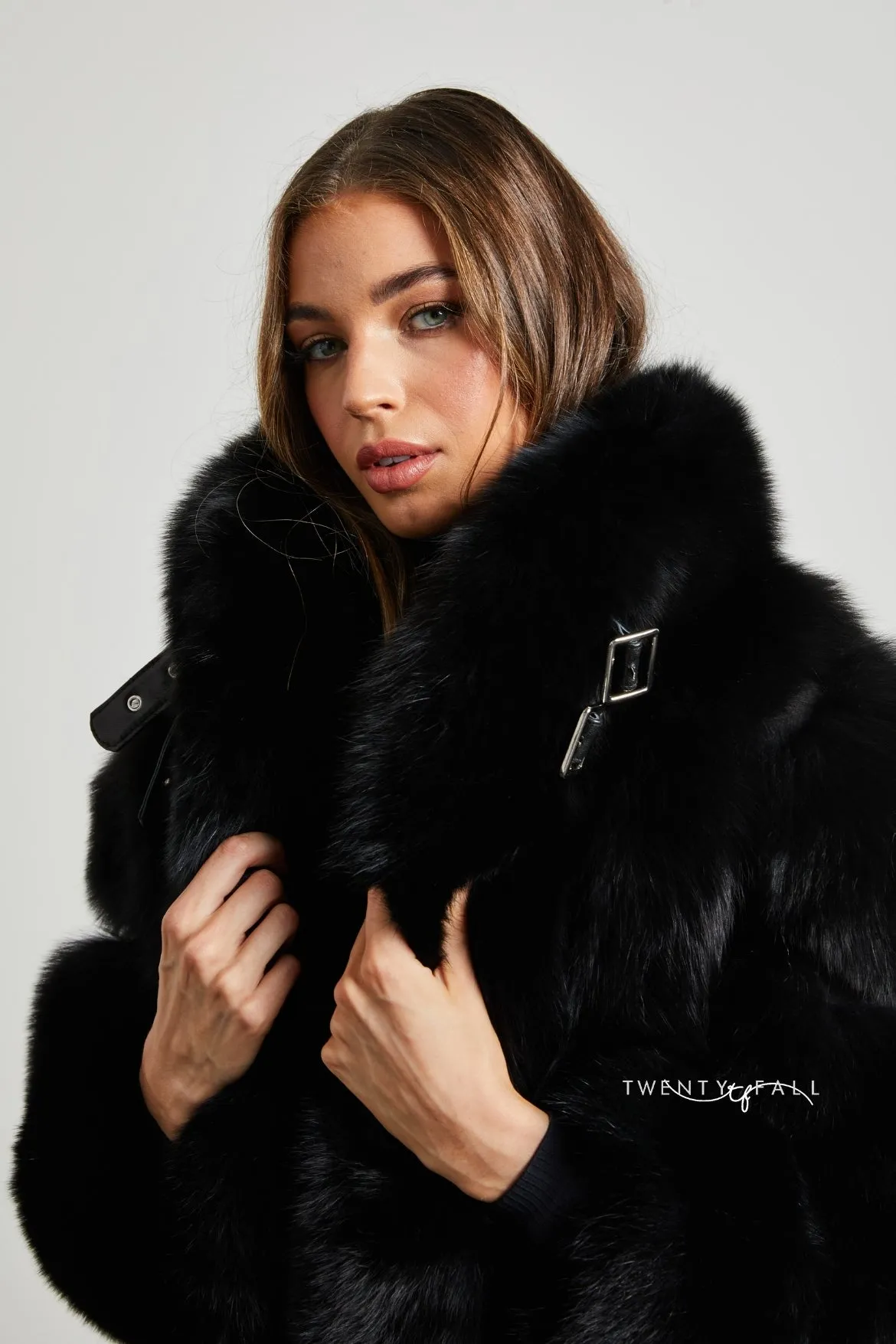 Portia Fox Fur Coat with Collar