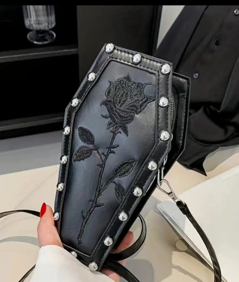 Rose Coffin Black crossbody bag