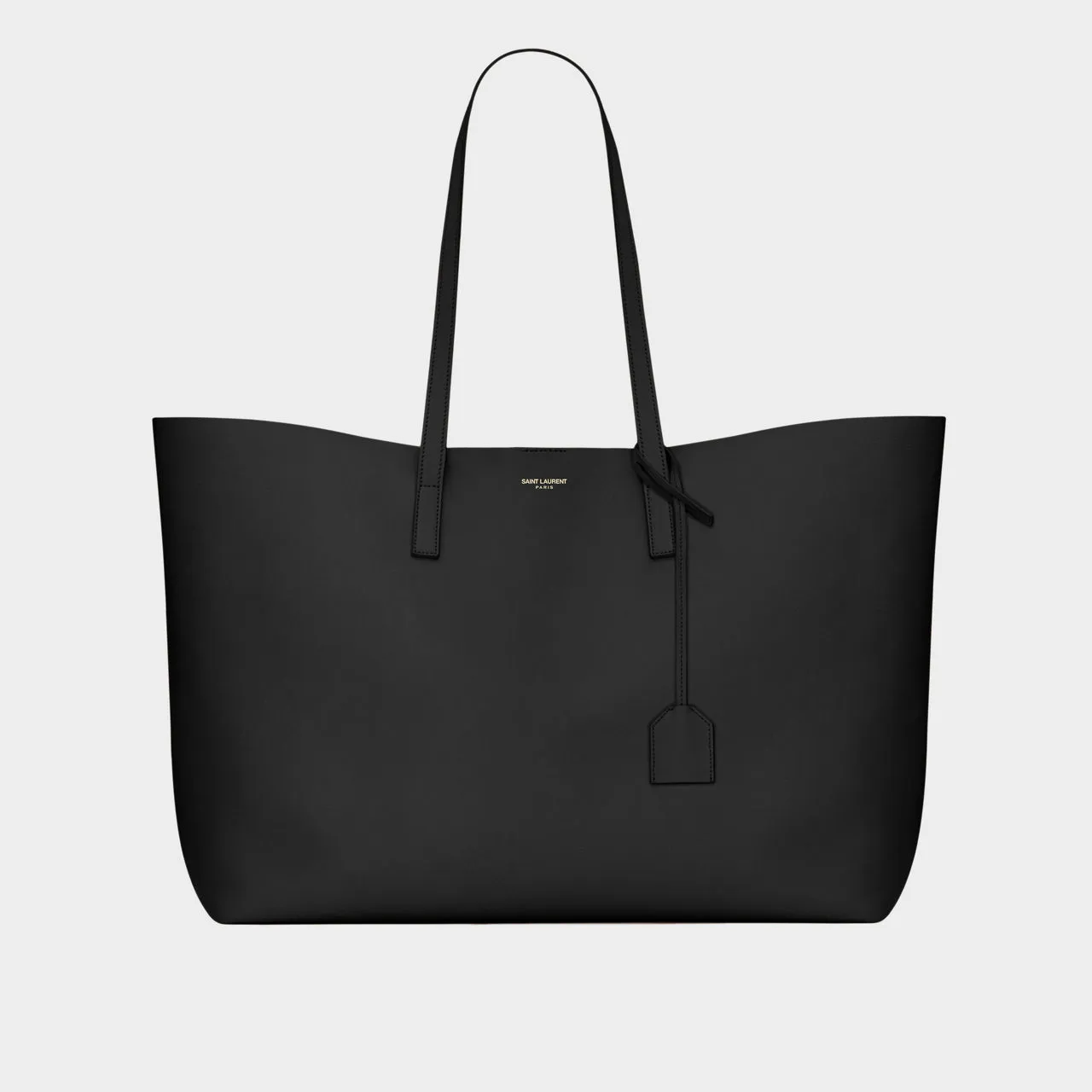 SAINT LAURENT Shopping East-West Leather Tote - BLACK