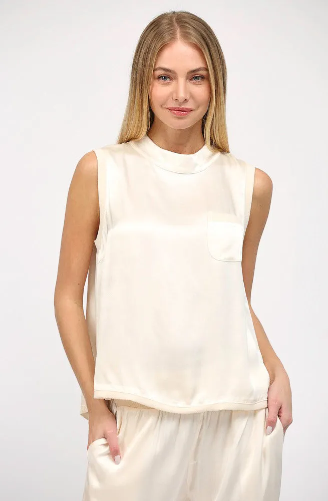 SATIN STAPLE POCKET TOP