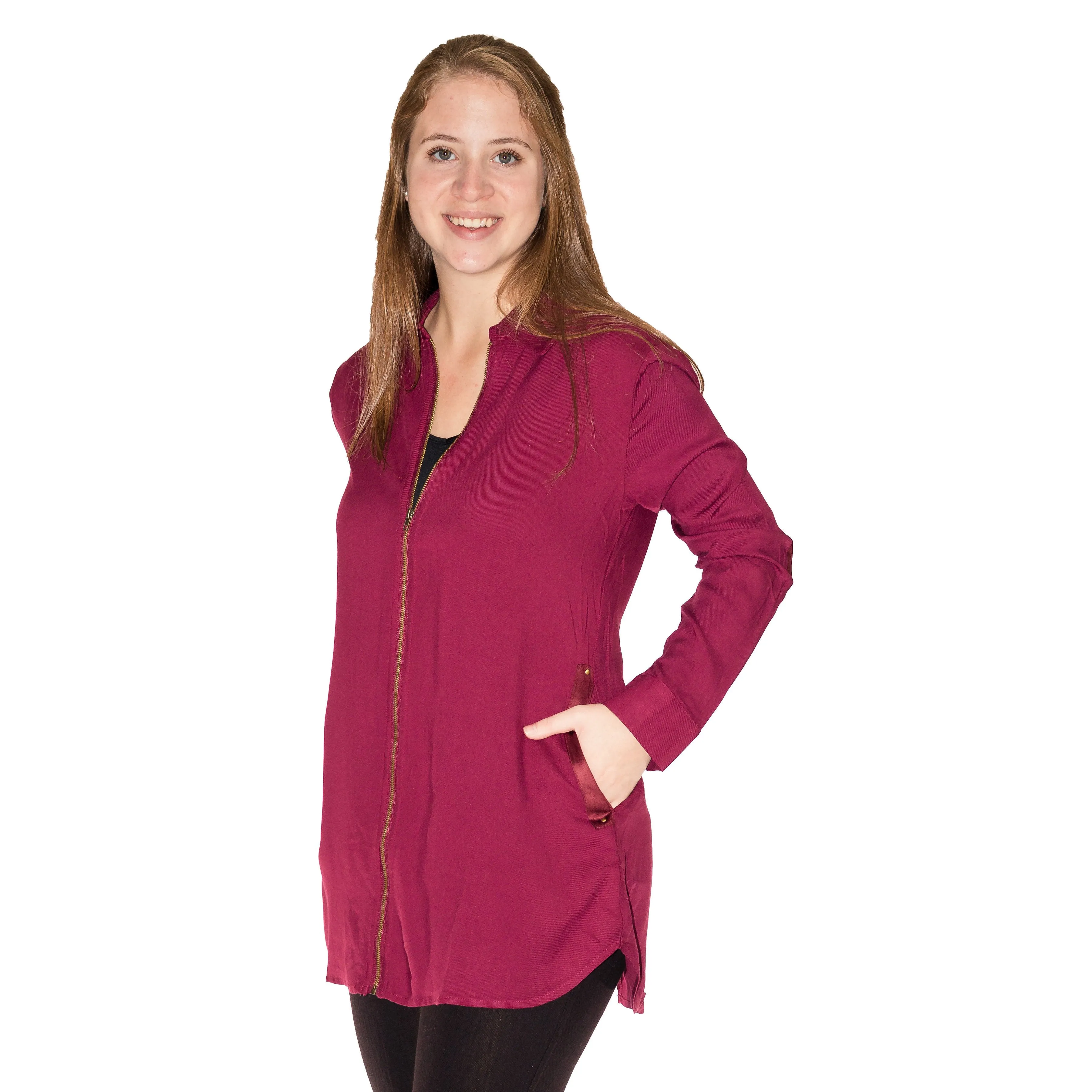 Simply Noelle Zip Up Top/Jacket -Sangria