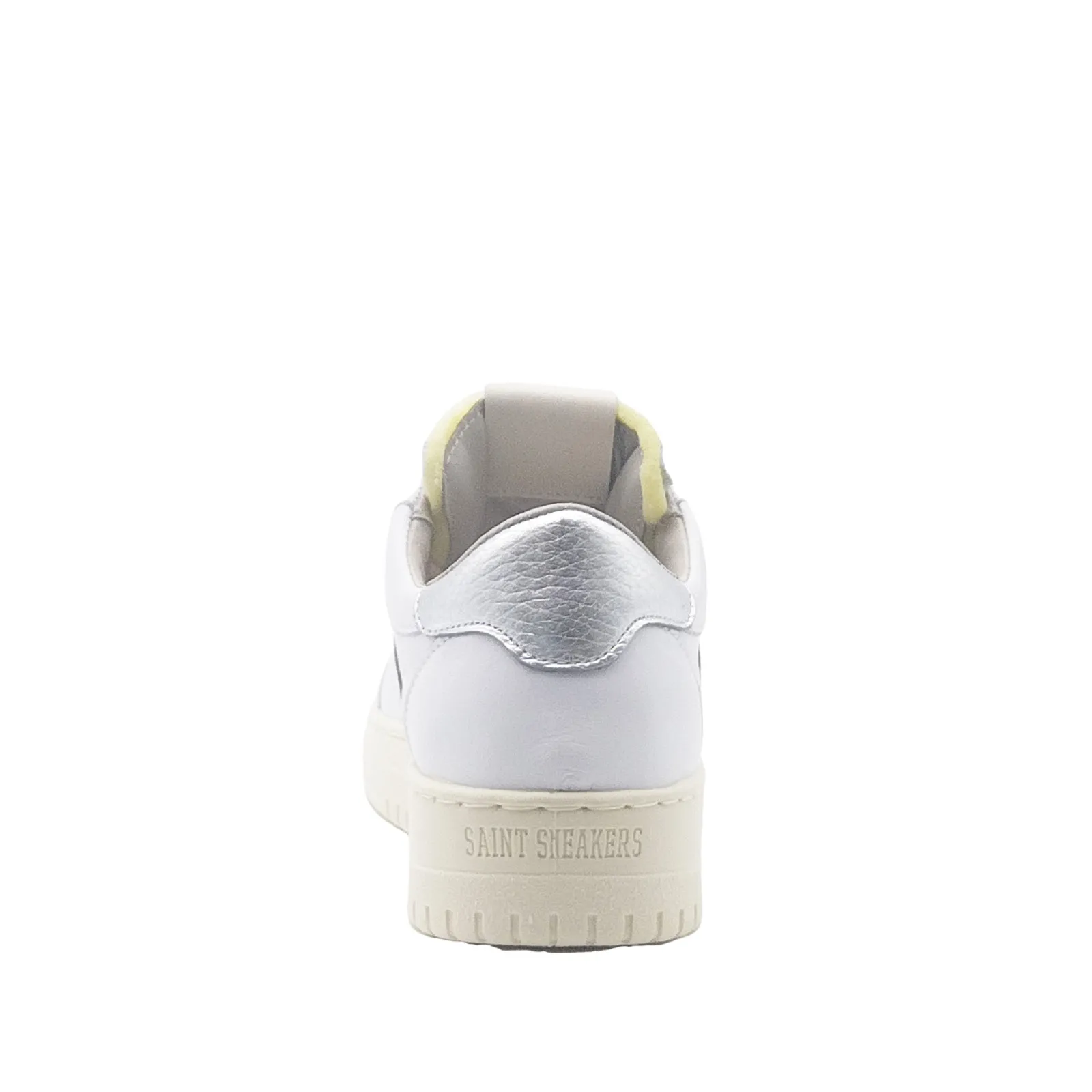 Sneakers in pelle bianca e argento