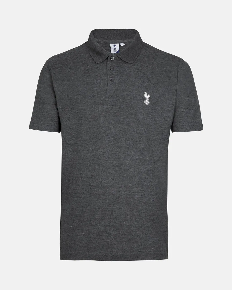 Spurs Mens Dark Grey Cotton Pique Polo