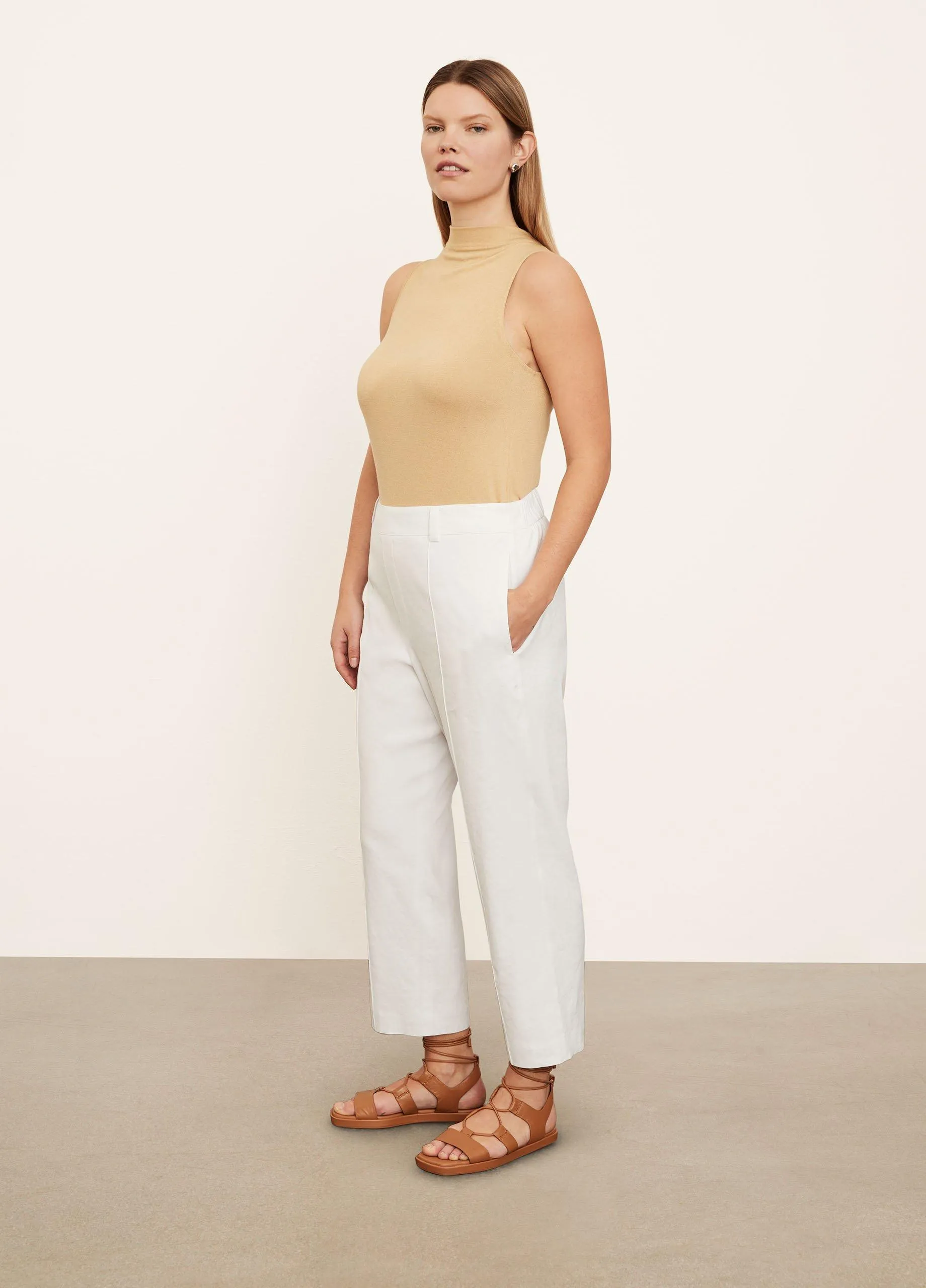 Strap-Detail Tapered Pull-On Pant