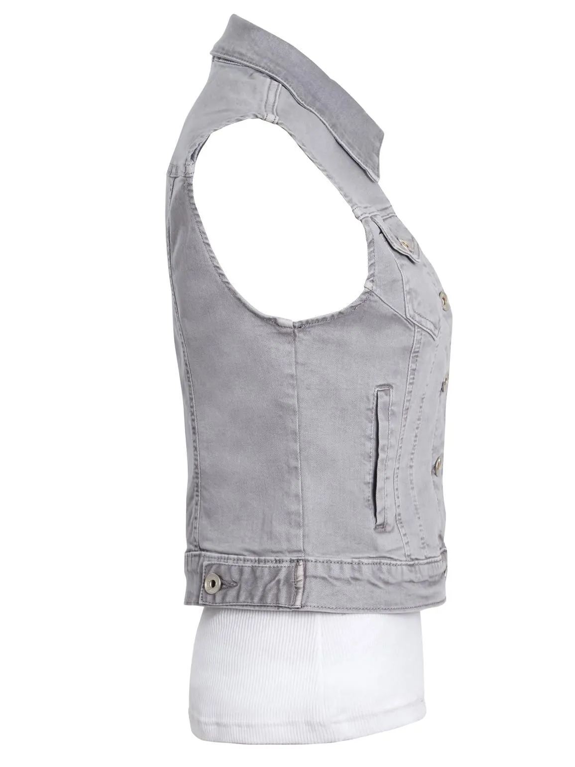 Stretch Denim Waistcoat Jacket, Grey, Black, White, UK Sizes 6 to 12