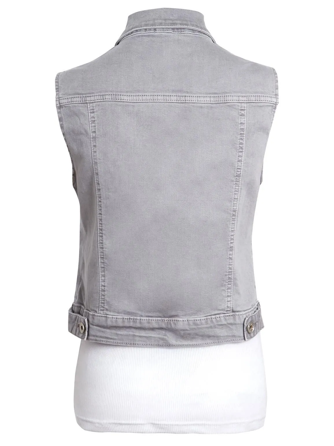 Stretch Denim Waistcoat Jacket, Grey, Black, White, UK Sizes 6 to 12