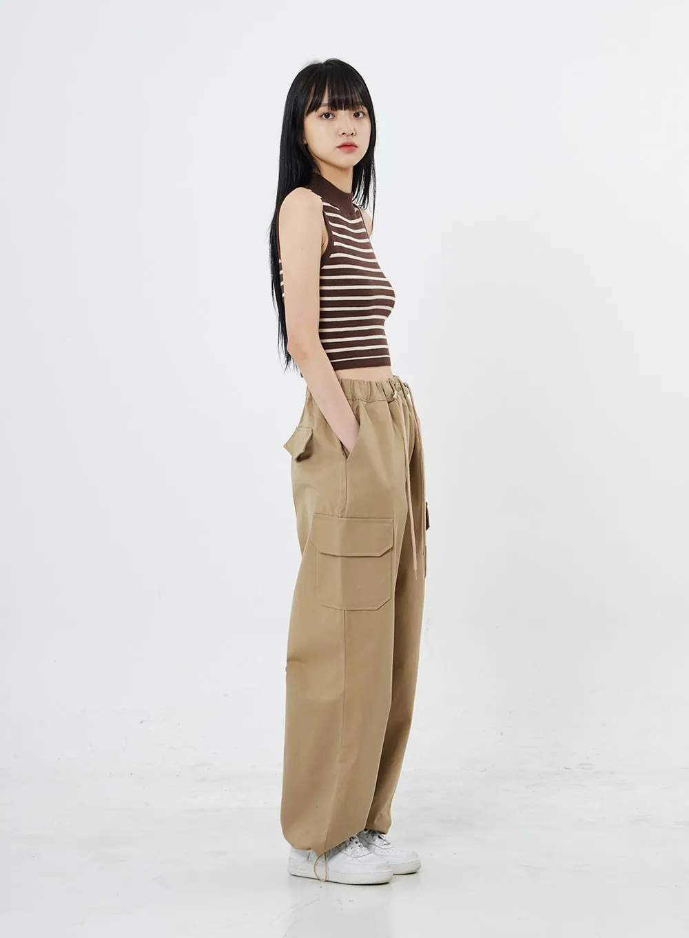 String Wide Cargo Pants OO17