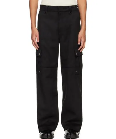 System Black Eyelet Faux-Suede Cargo Pants