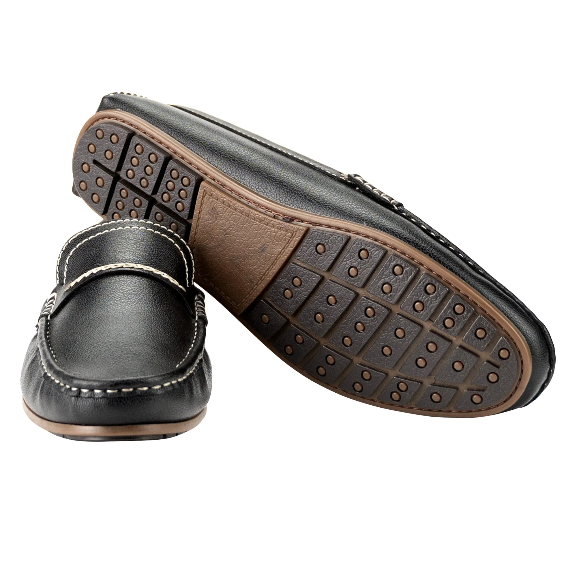 Thread Stitched Moccasins-Black