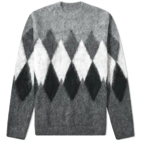 Uniform Experiment Argyle Mohair Crew KnitGrey