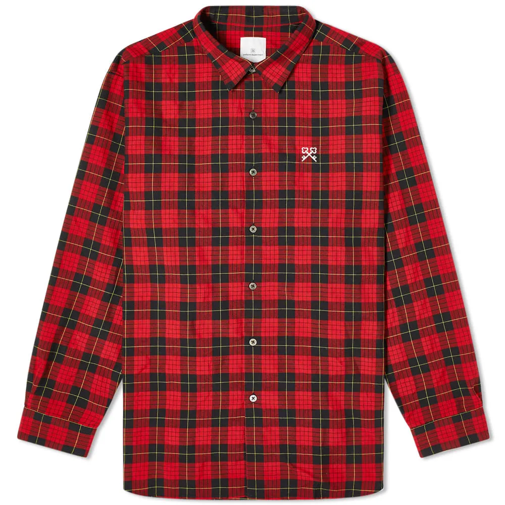 Uniform Experiment Baggy Regular Collar Check ShirtBlack