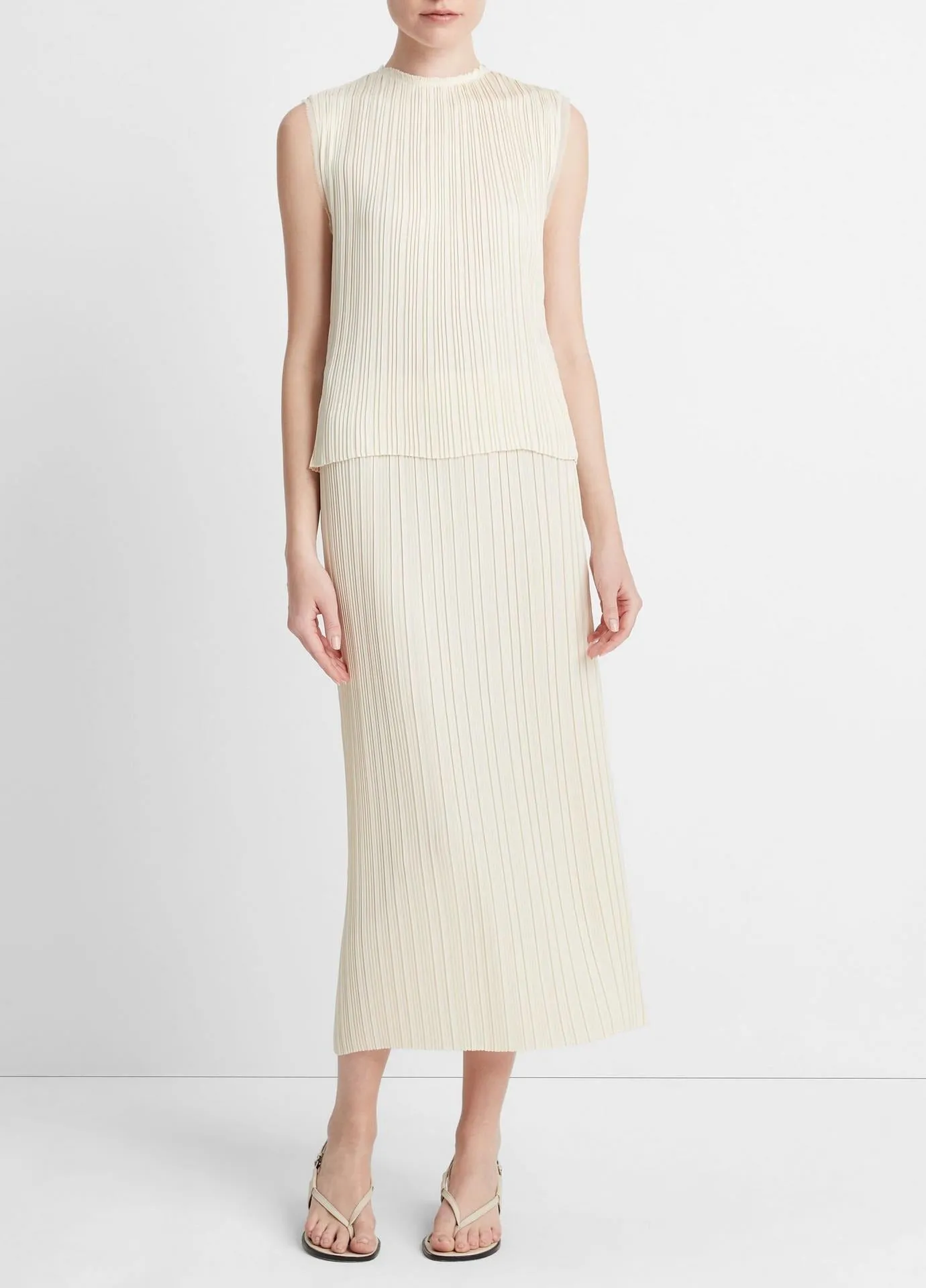 Vince Pleated Crew Neck Shell in Bell