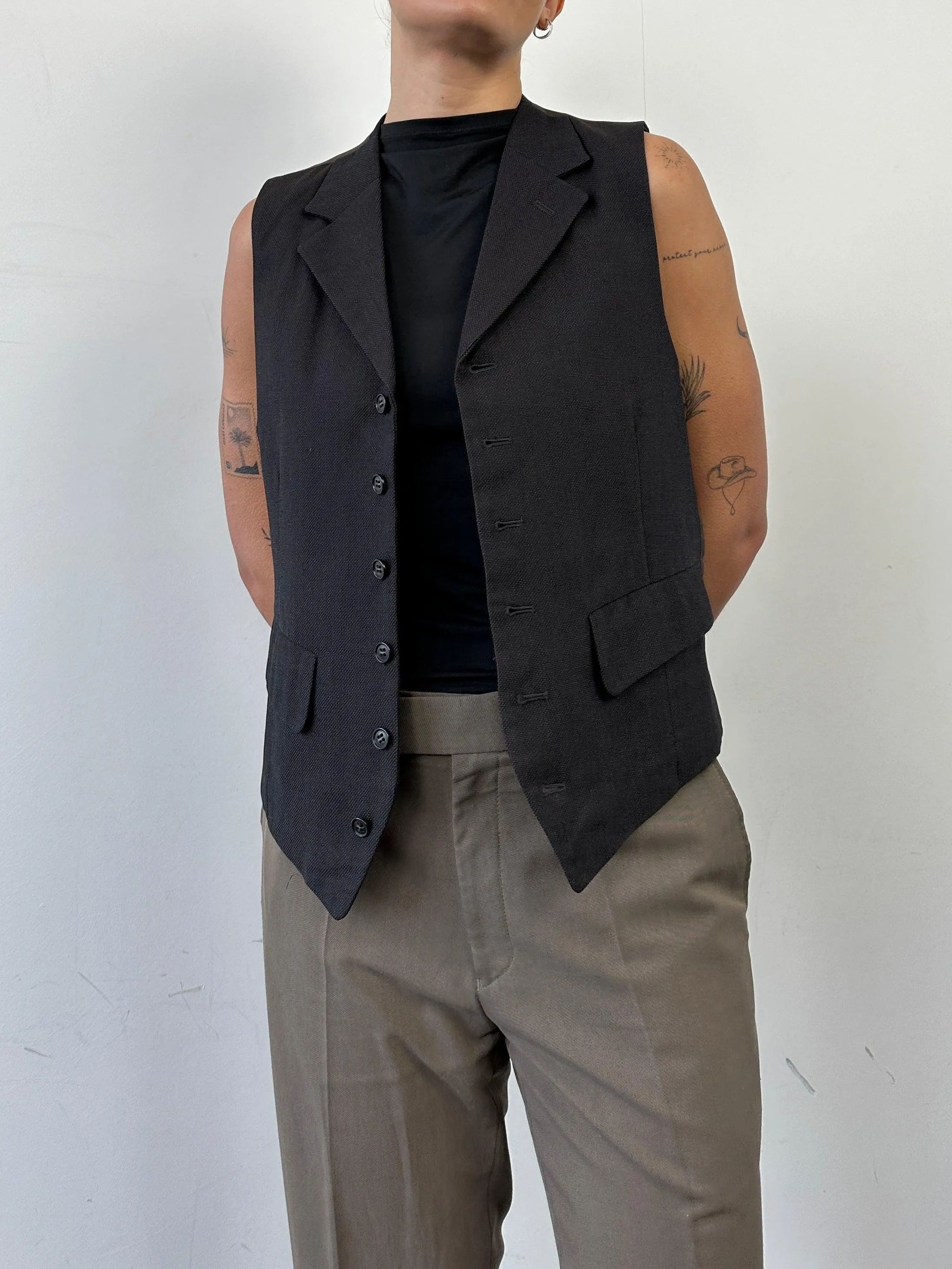 Vintage Pure Wool Collared Waistcoat - M