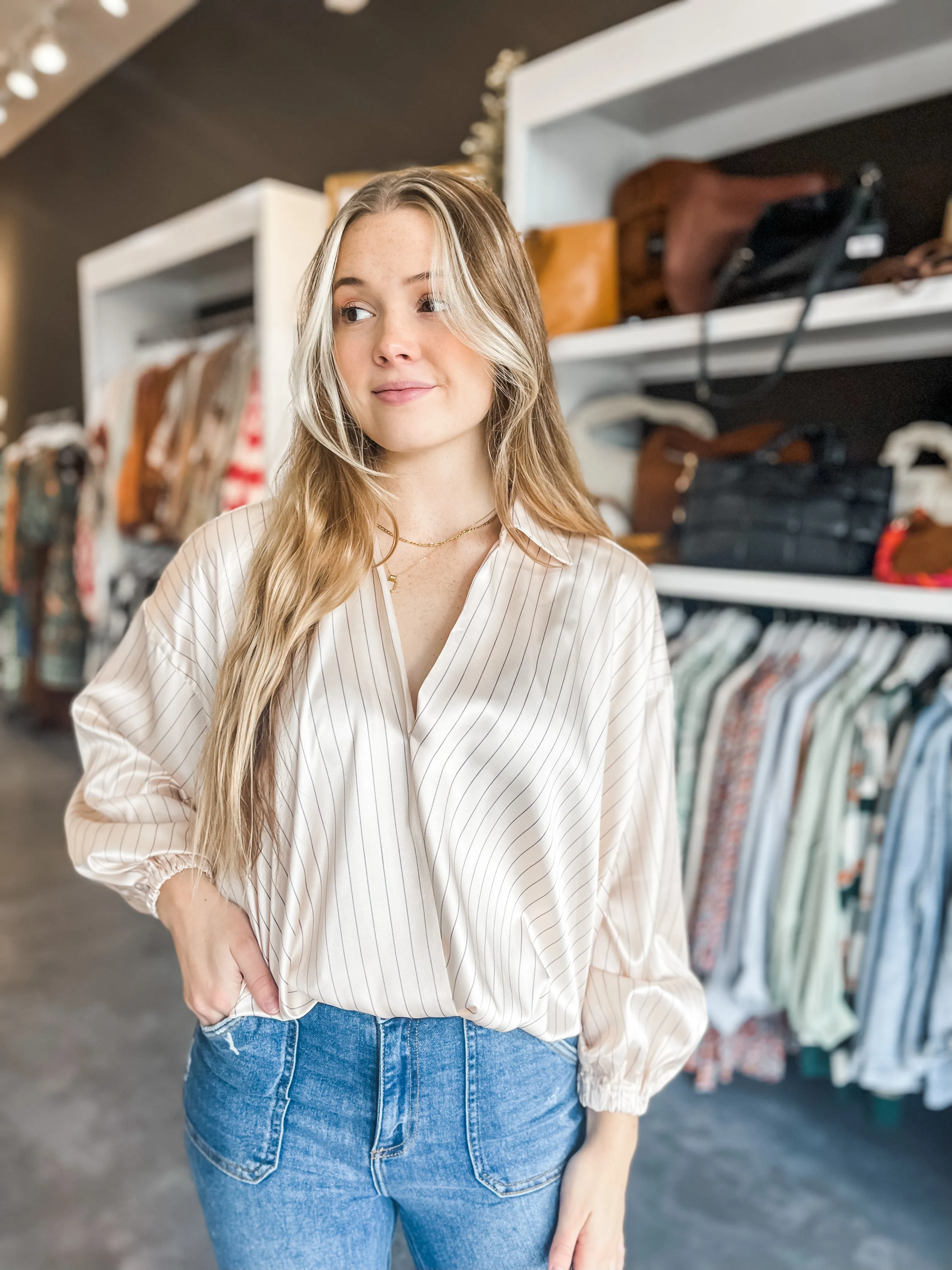 Walk The Line Satin Blouse