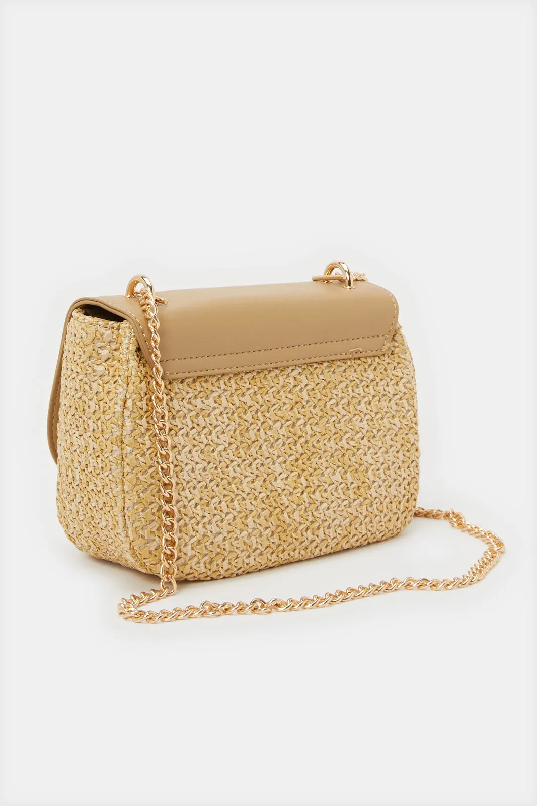 Women Beige Embellished Straw Bag