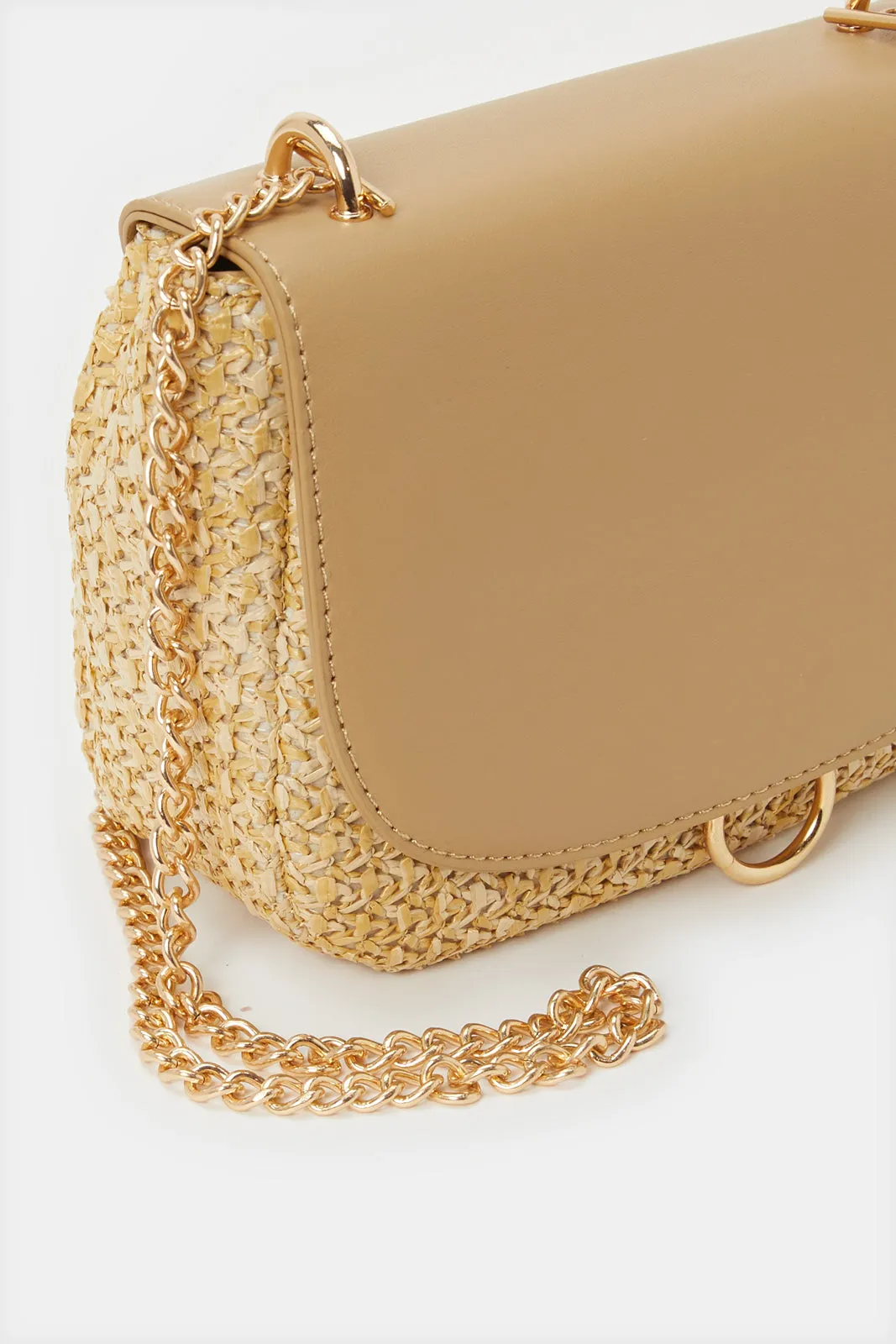 Women Beige Embellished Straw Bag