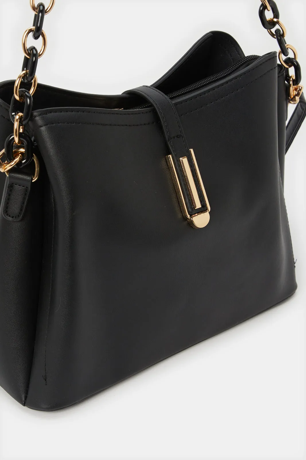 Women Black Embellished Bucket Bag