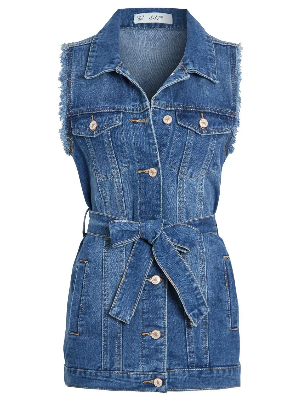 Womens Denim Longline Waistcoat Jacket, UK Sizes 8 to 14