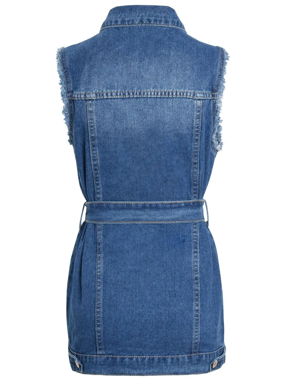 Womens Denim Longline Waistcoat Jacket, UK Sizes 8 to 14