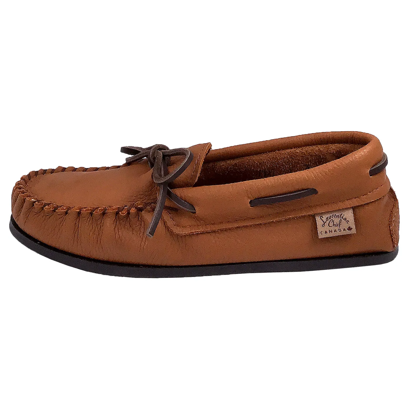 Women's Rubber Sole Elk Hide Leather Moccasins