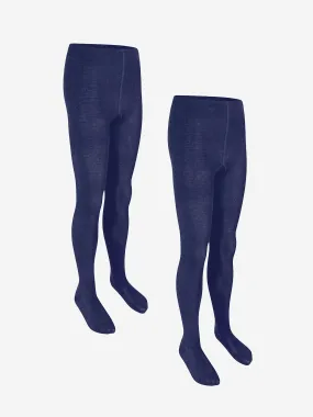 Zeco Girls School Cotton Tights (2 Pack) in Navy